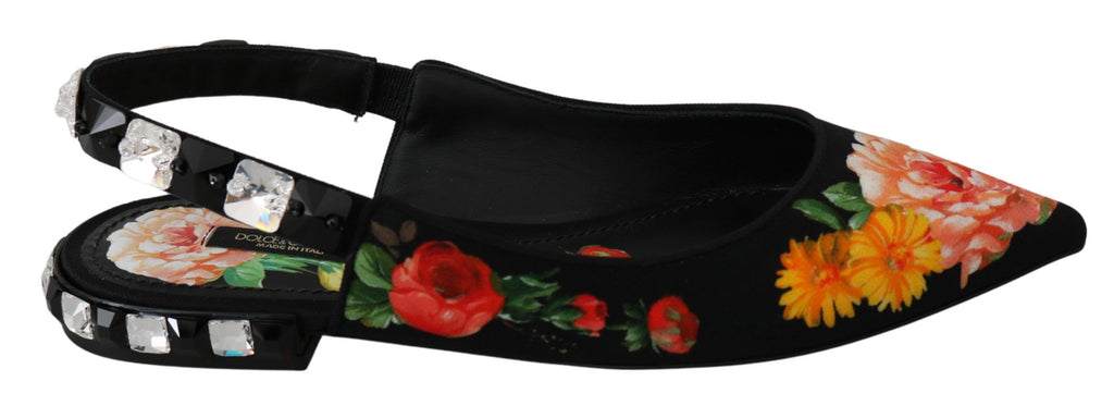 Ballerines Dolce &amp; Gabbana noires à fleurs et cristaux