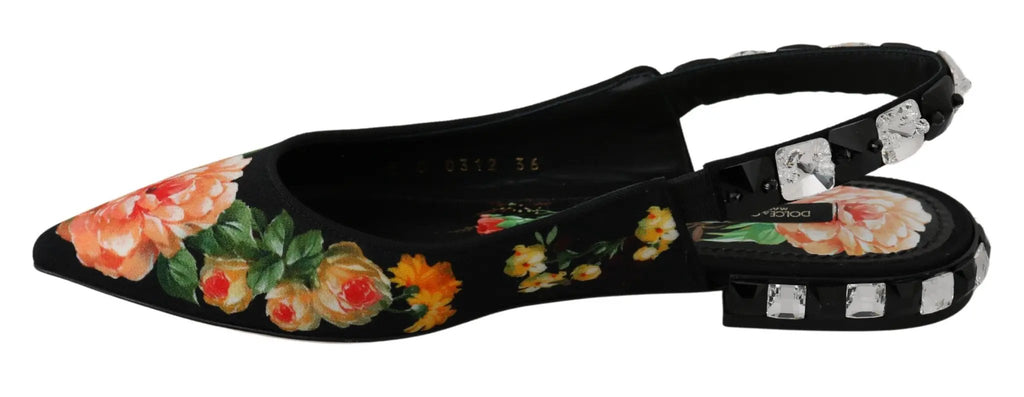 Ballerines Dolce &amp; Gabbana noires à fleurs et cristaux