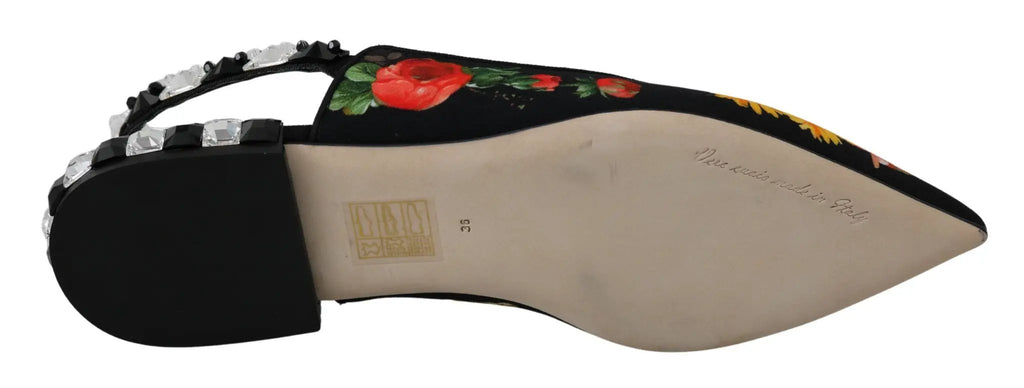 Ballerines Dolce &amp; Gabbana noires à fleurs et cristaux