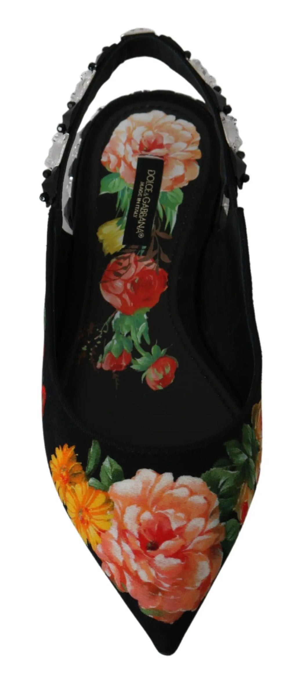 Ballerines Dolce &amp; Gabbana noires à fleurs et cristaux