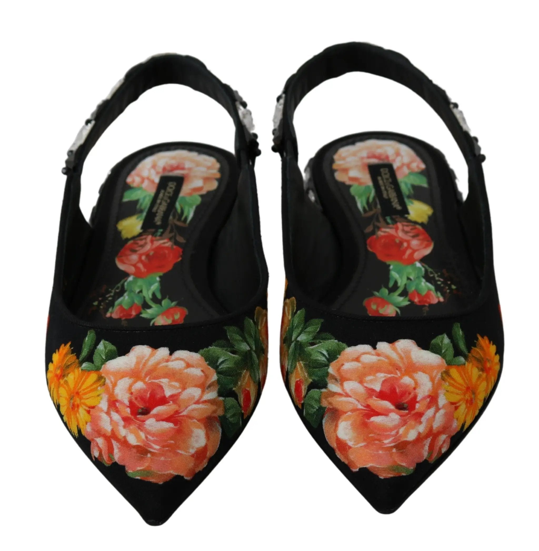 Ballerines Dolce &amp; Gabbana noires à fleurs et cristaux