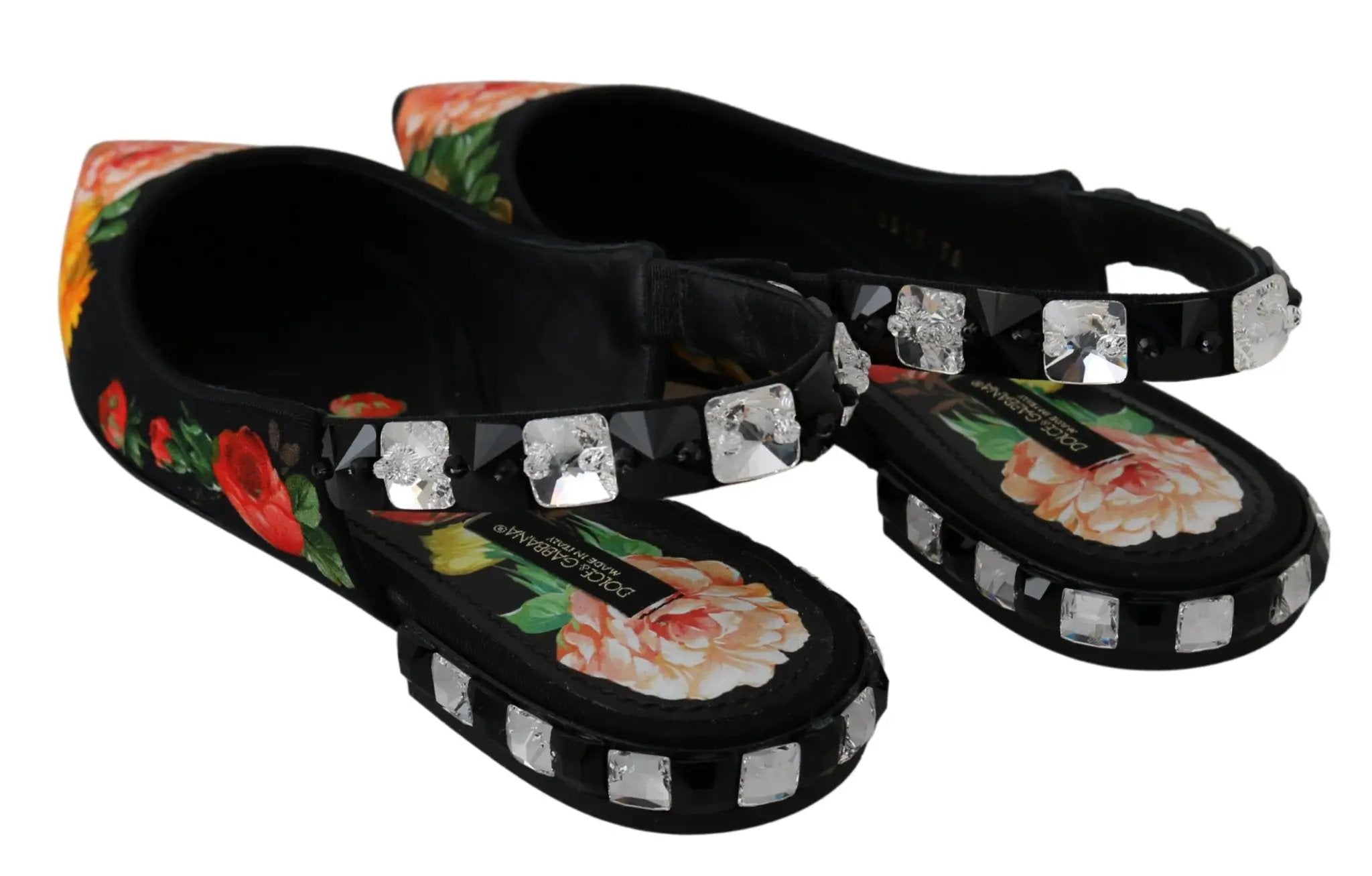 Ballerines Dolce &amp; Gabbana noires à fleurs et cristaux