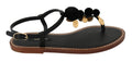 Sandales tongs Dolce &amp; Gabbana en cuir noir à motif pièces