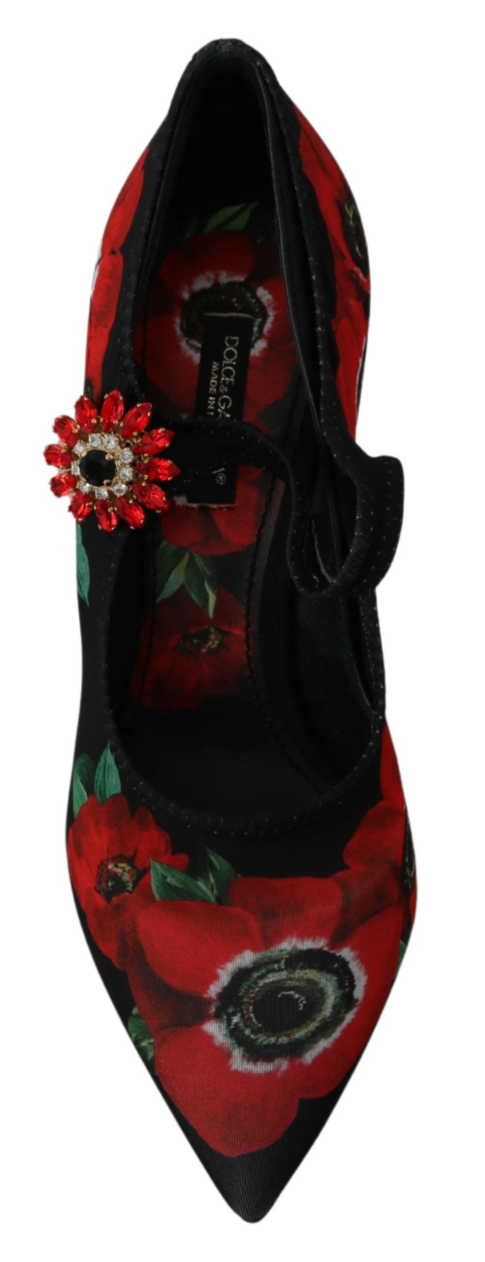 Dolce & Gabbana Black Red Floral Mary Janes Pumps Shoes by Dolce & Gabbana