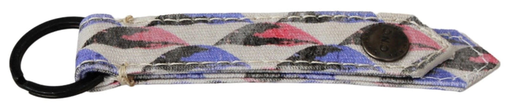 Costume National White Ring Branded Textile Keychain by Costume National