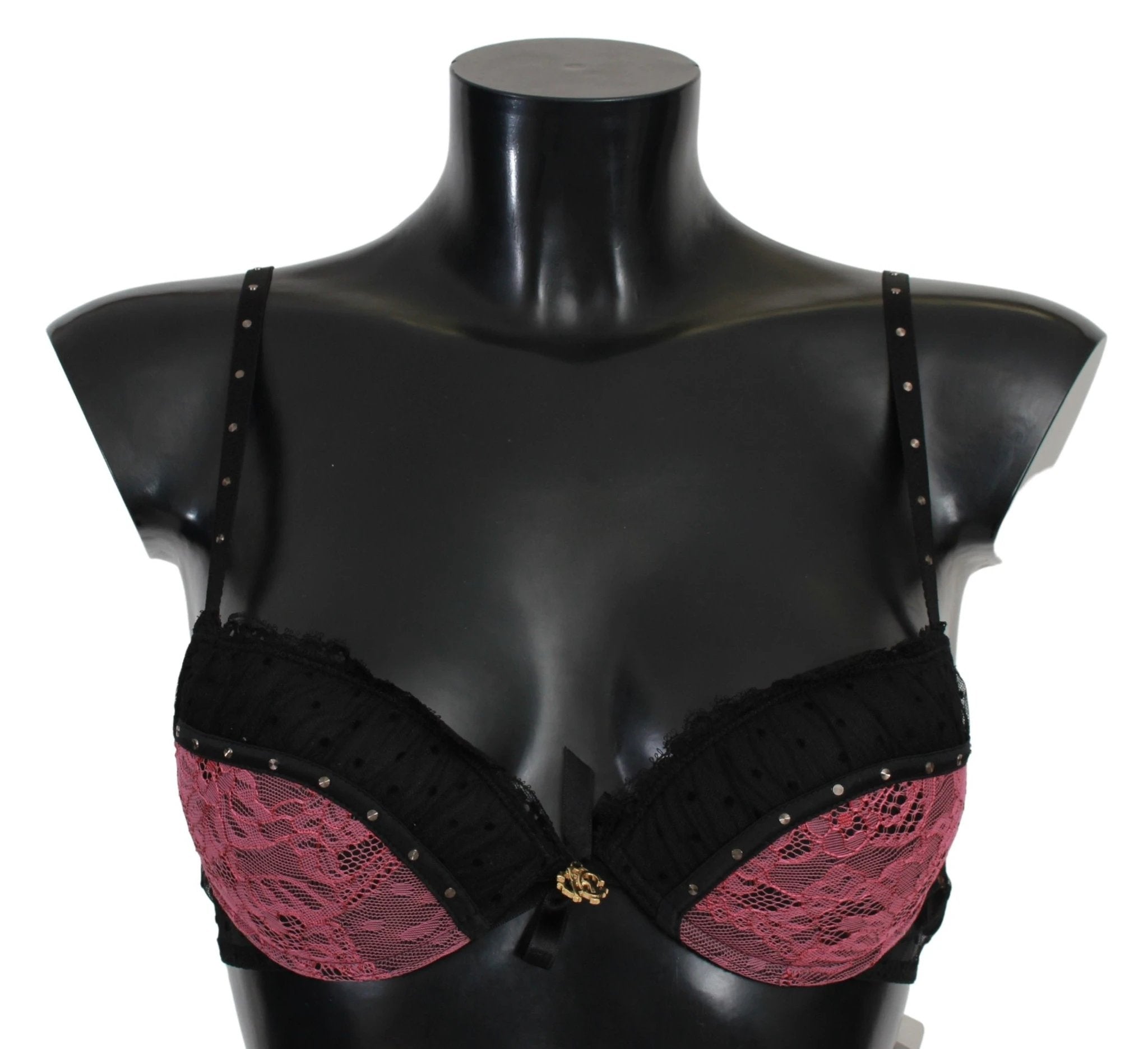 Roberto Cavalli Black Pink Lace Push Up Bra Underwear by Roberto Cavalli