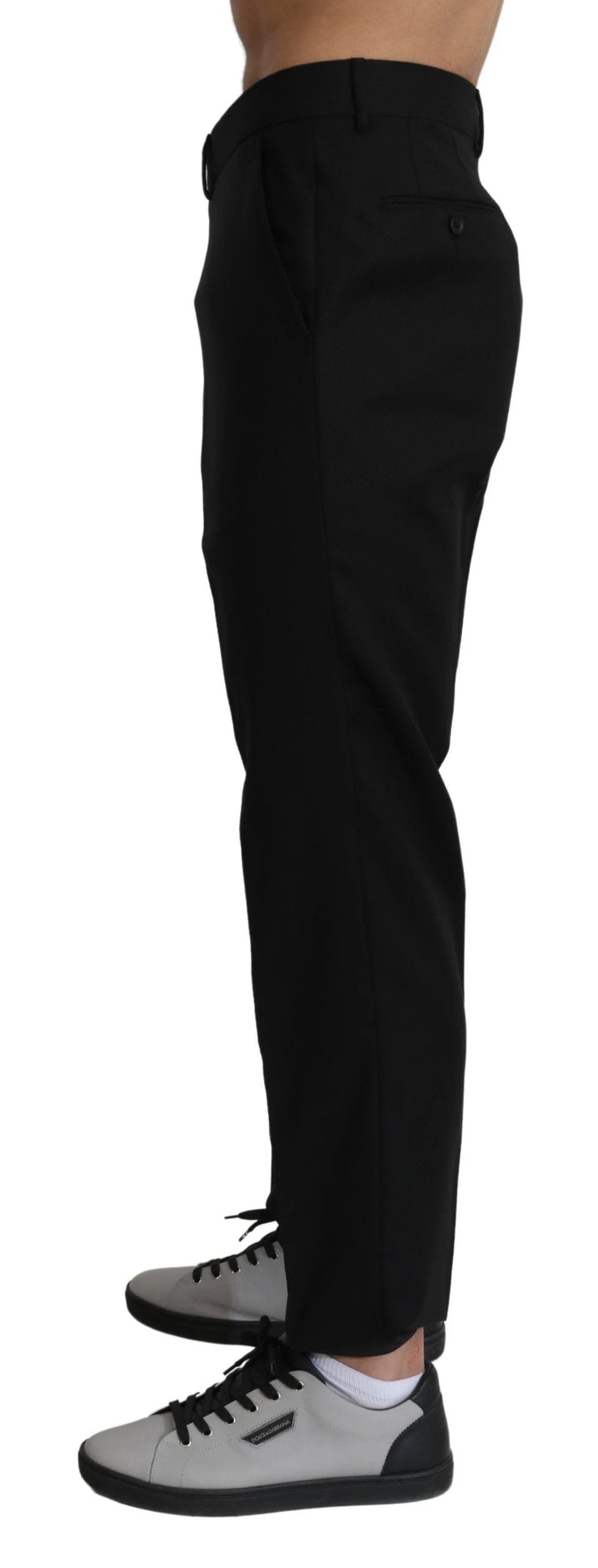 Dolce & Gabbana Black Cotton Wool Formal Dress Pants by Dolce & Gabbana