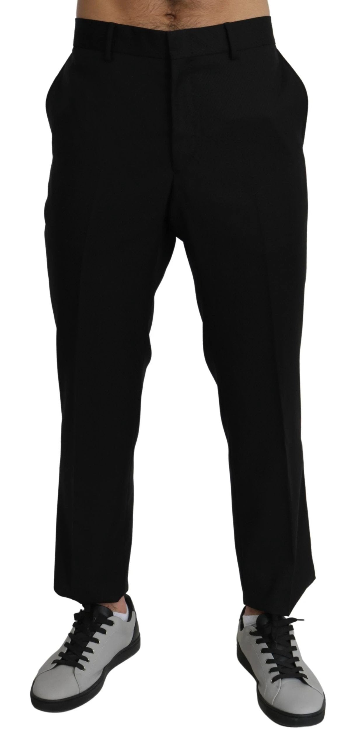 Dolce & Gabbana Black Cotton Wool Formal Dress Pants by Dolce & Gabbana