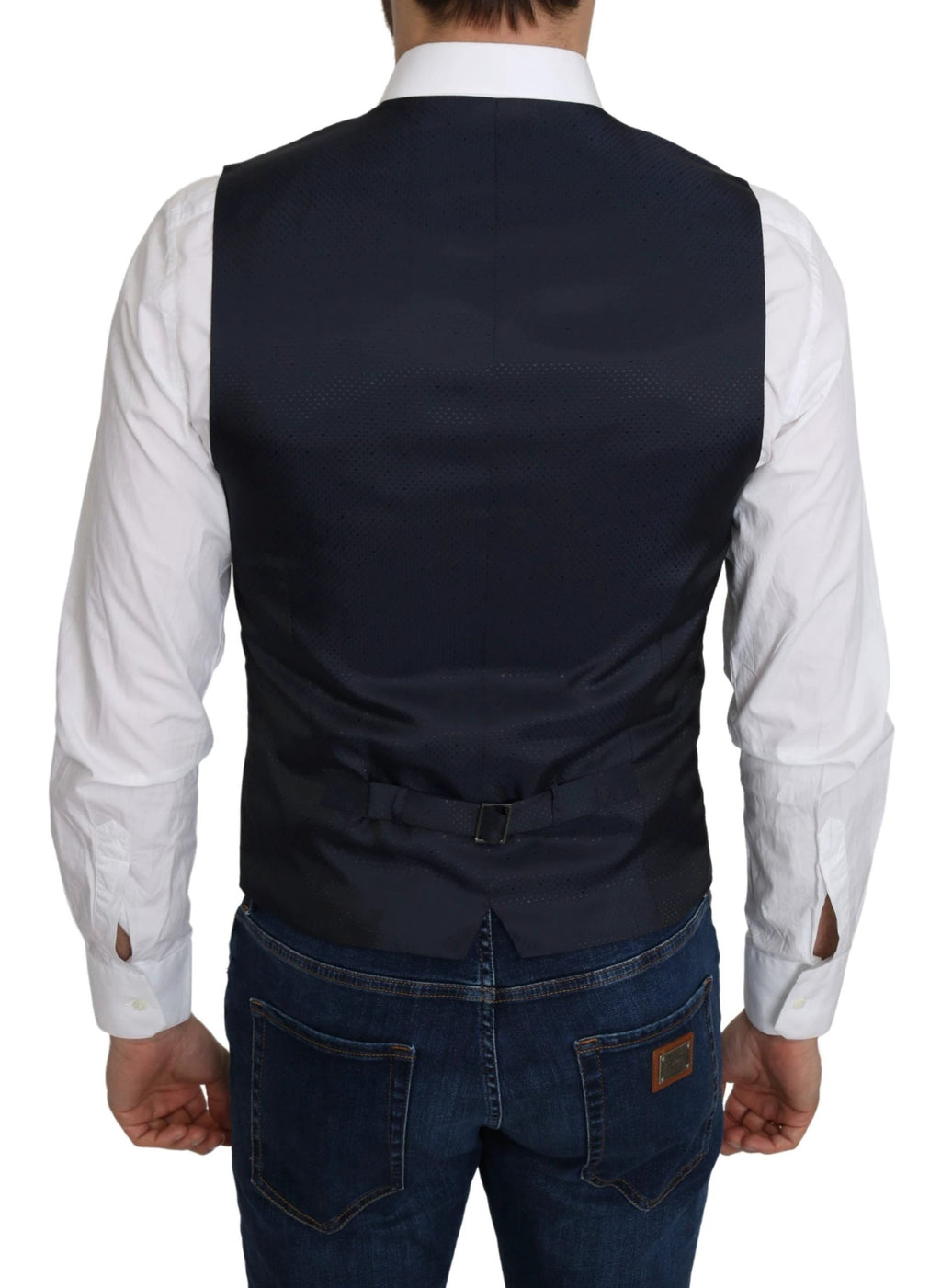Dolce & Gabbana Blue Silk Romb Pattern Formal Coat Vest by Dolce & Gabbana
