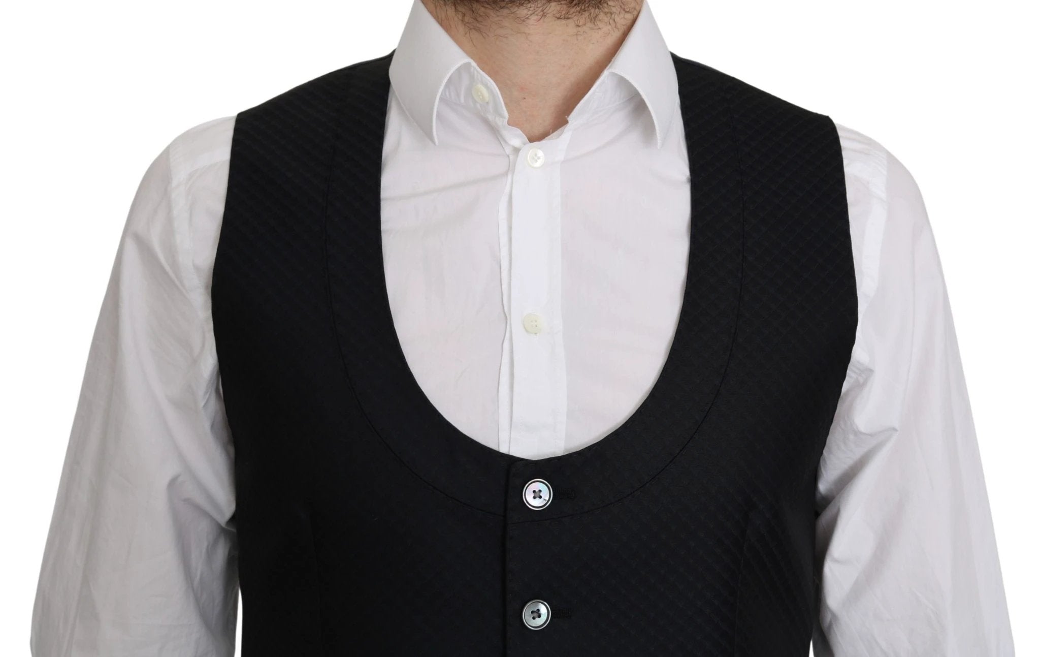 Dolce & Gabbana Blue Silk Romb Pattern Formal Coat Vest by Dolce & Gabbana