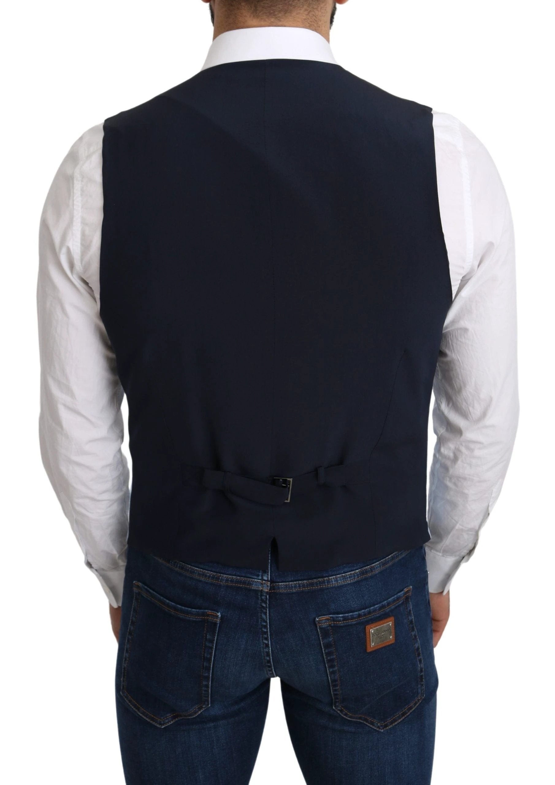 Dolce & Gabbana Blue Viscose Stretch Formal Coat Vest by Dolce & Gabbana