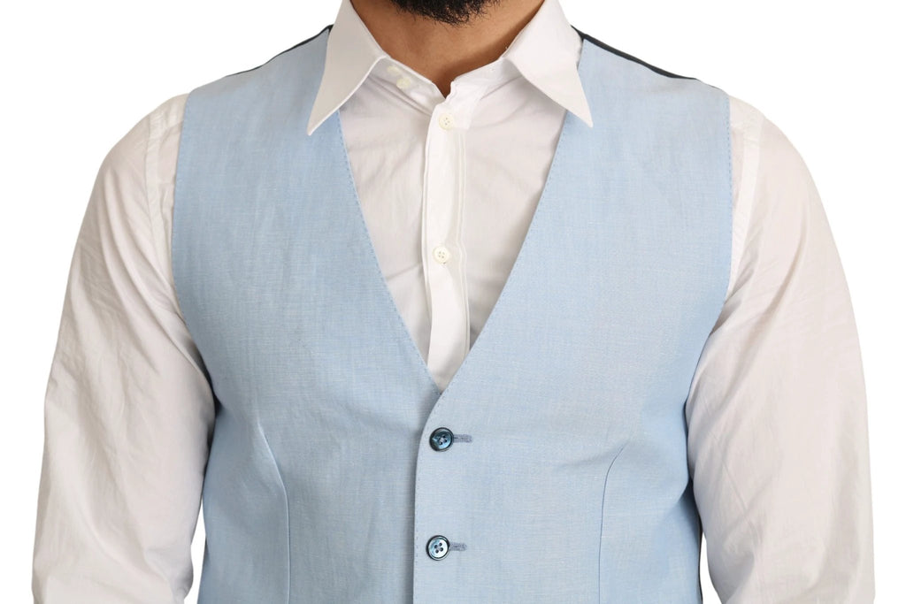 Dolce & Gabbana Blue Viscose Stretch Formal Coat Vest by Dolce & Gabbana