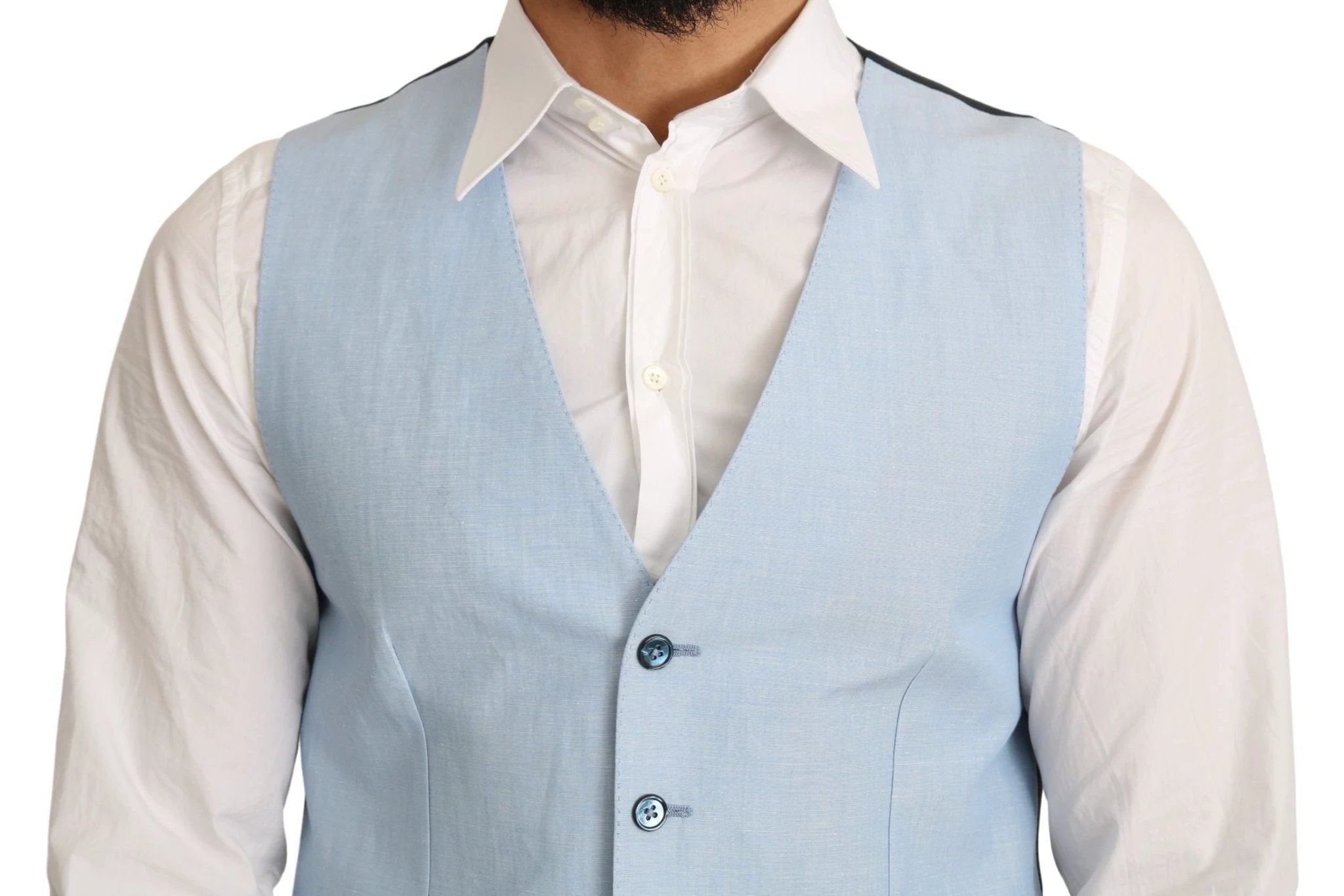 Dolce & Gabbana Blue Viscose Stretch Formal Coat Vest by Dolce & Gabbana