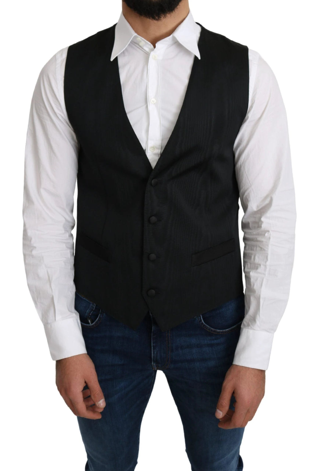 Dolce & Gabbana Gray 100% Silk Formal Coat Vest by Dolce & Gabbana