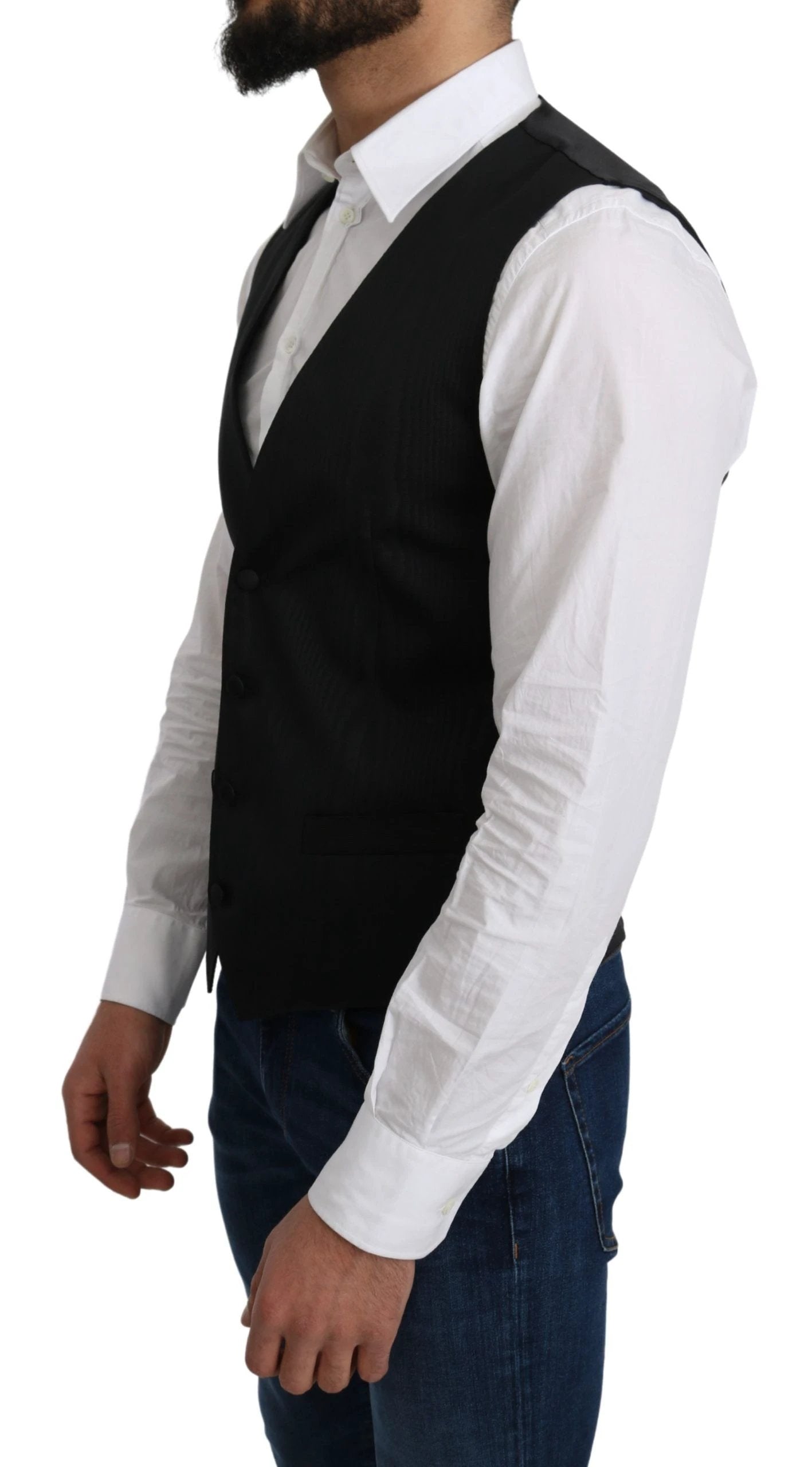 Dolce & Gabbana Gray 100% Silk Formal Coat Vest by Dolce & Gabbana