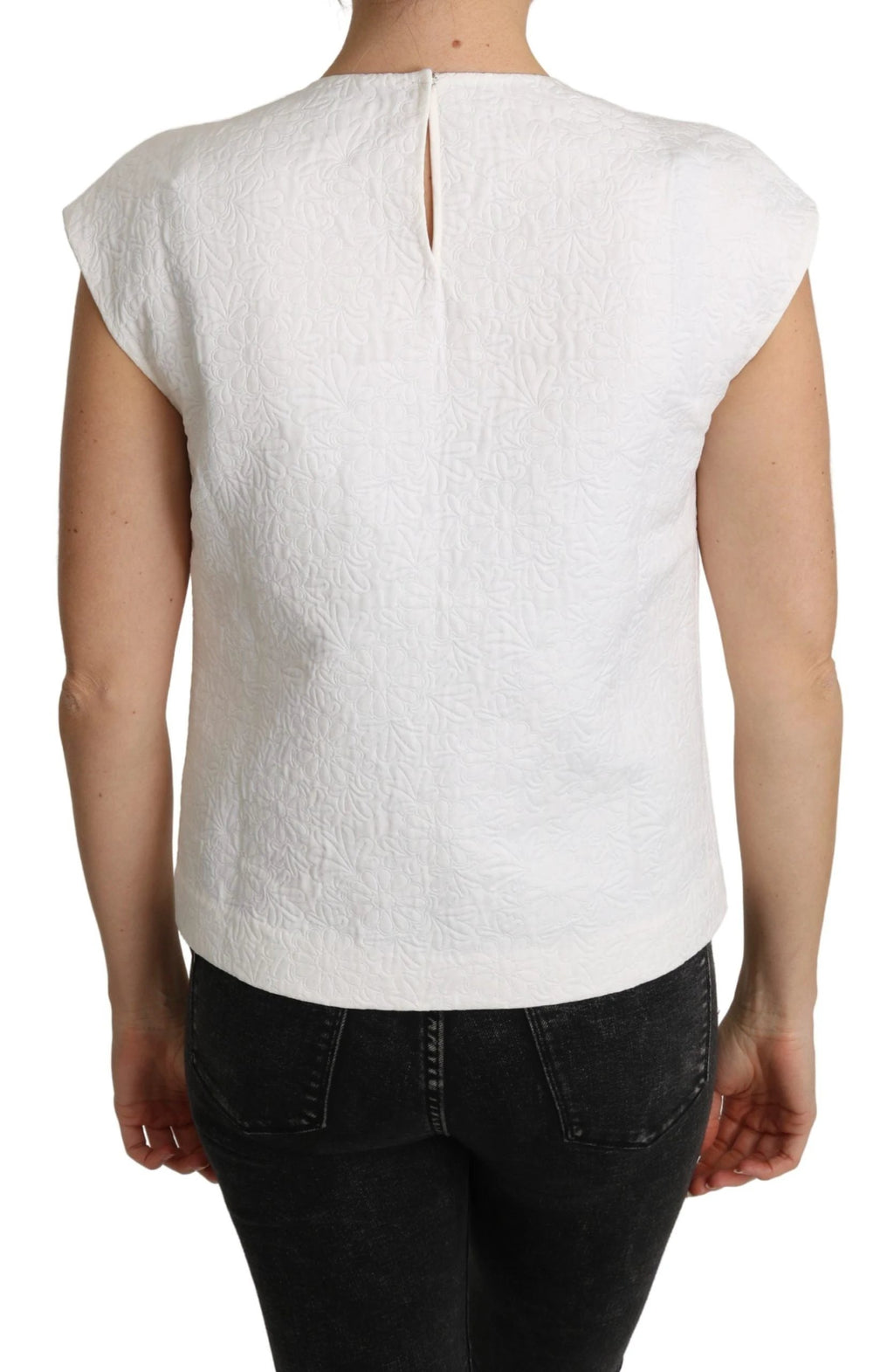 Dolce & Gabbana White Floral Brocade Blouse Cotton Top by Dolce & Gabbana