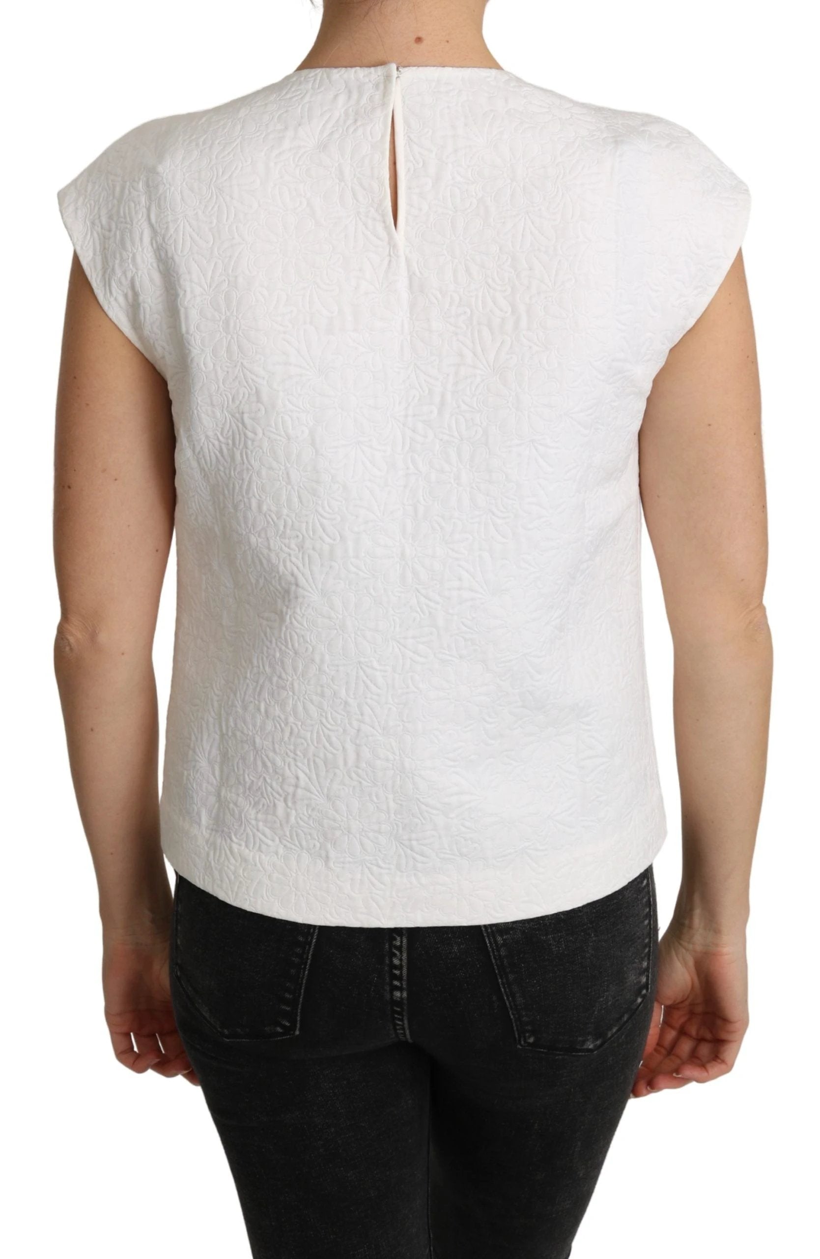 Dolce & Gabbana White Floral Brocade Blouse Cotton Top by Dolce & Gabbana