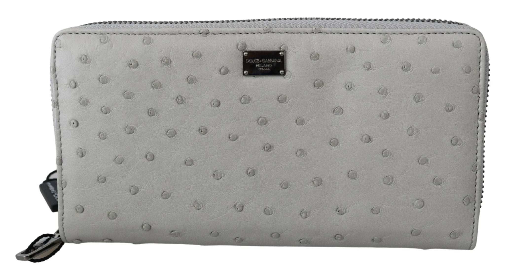 Dolce & Gabbana White Ostrich Leather Continental Mens Clutch Wallet by Dolce & Gabbana