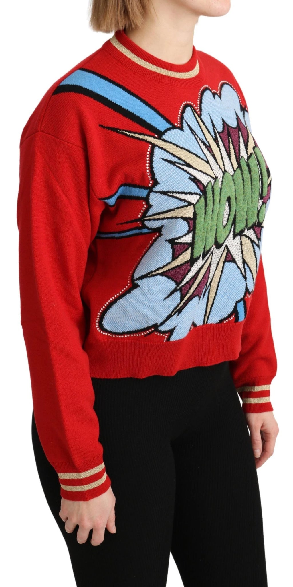 Dolce & Gabbana Red Knitted Cashmere Cartoon Top Sweater by Dolce & Gabbana