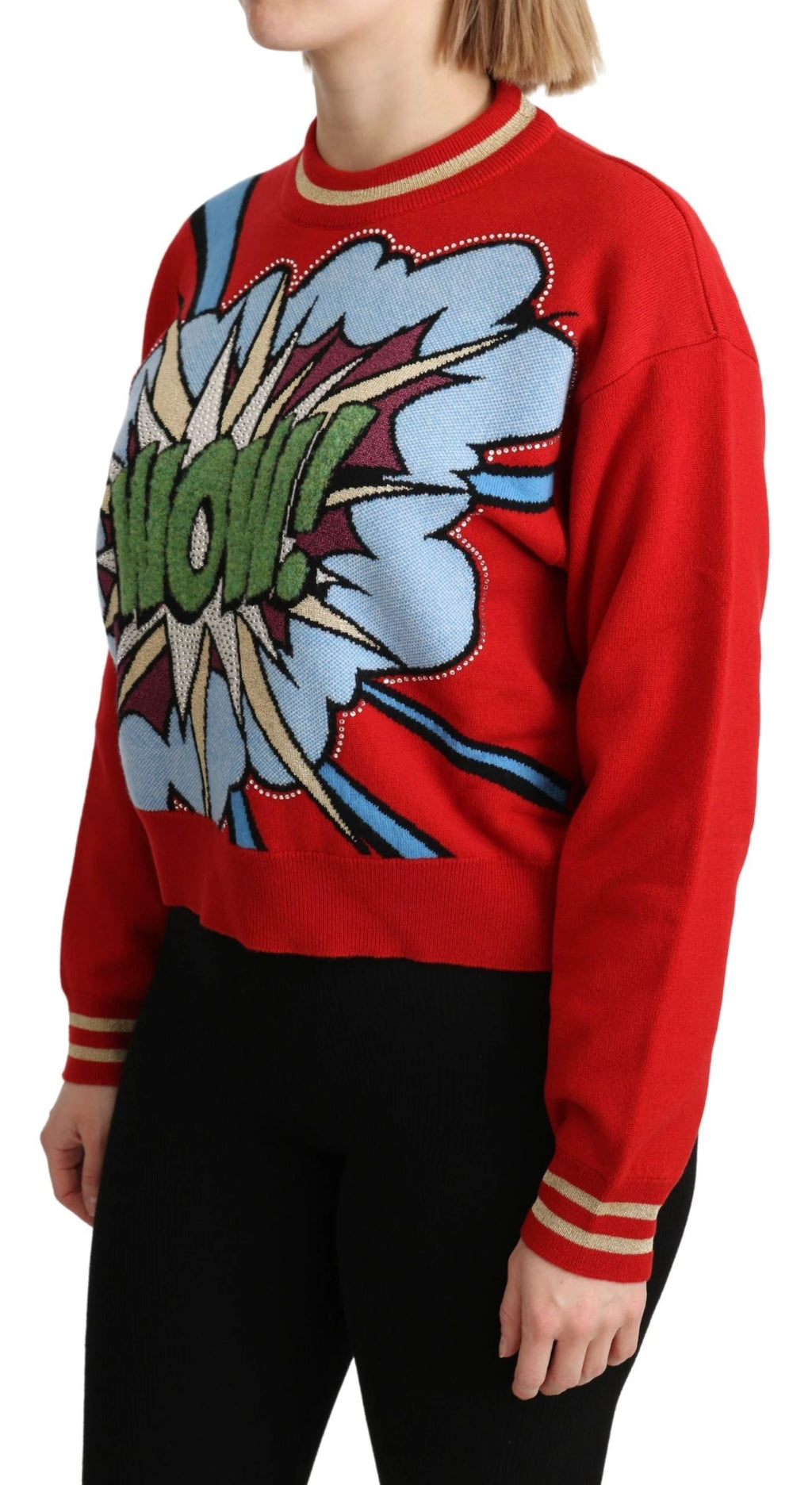 Dolce & Gabbana Red Knitted Cashmere Cartoon Top Sweater by Dolce & Gabbana