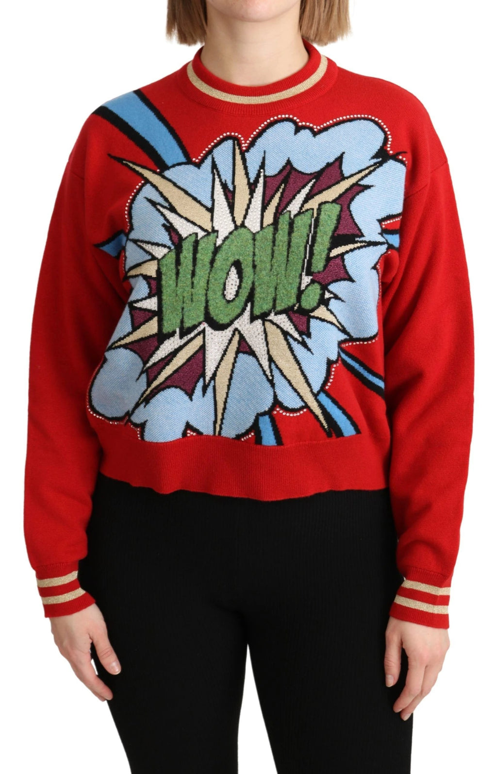 Dolce & Gabbana Red Knitted Cashmere Cartoon Top Sweater by Dolce & Gabbana
