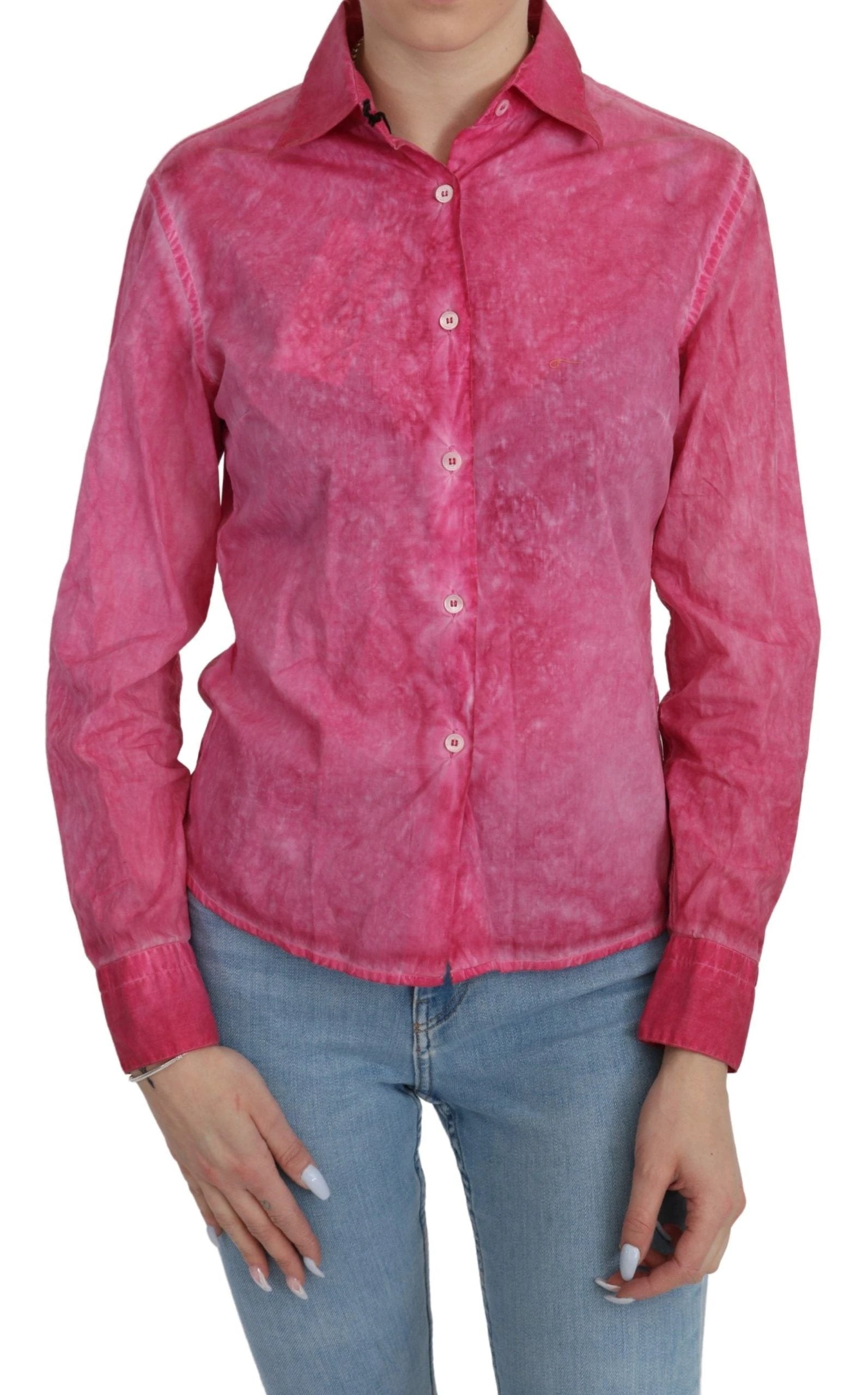 Ermanno Scervino Pink Collared Long Sleeve Shirt Blouse Top by Ermanno Scervino