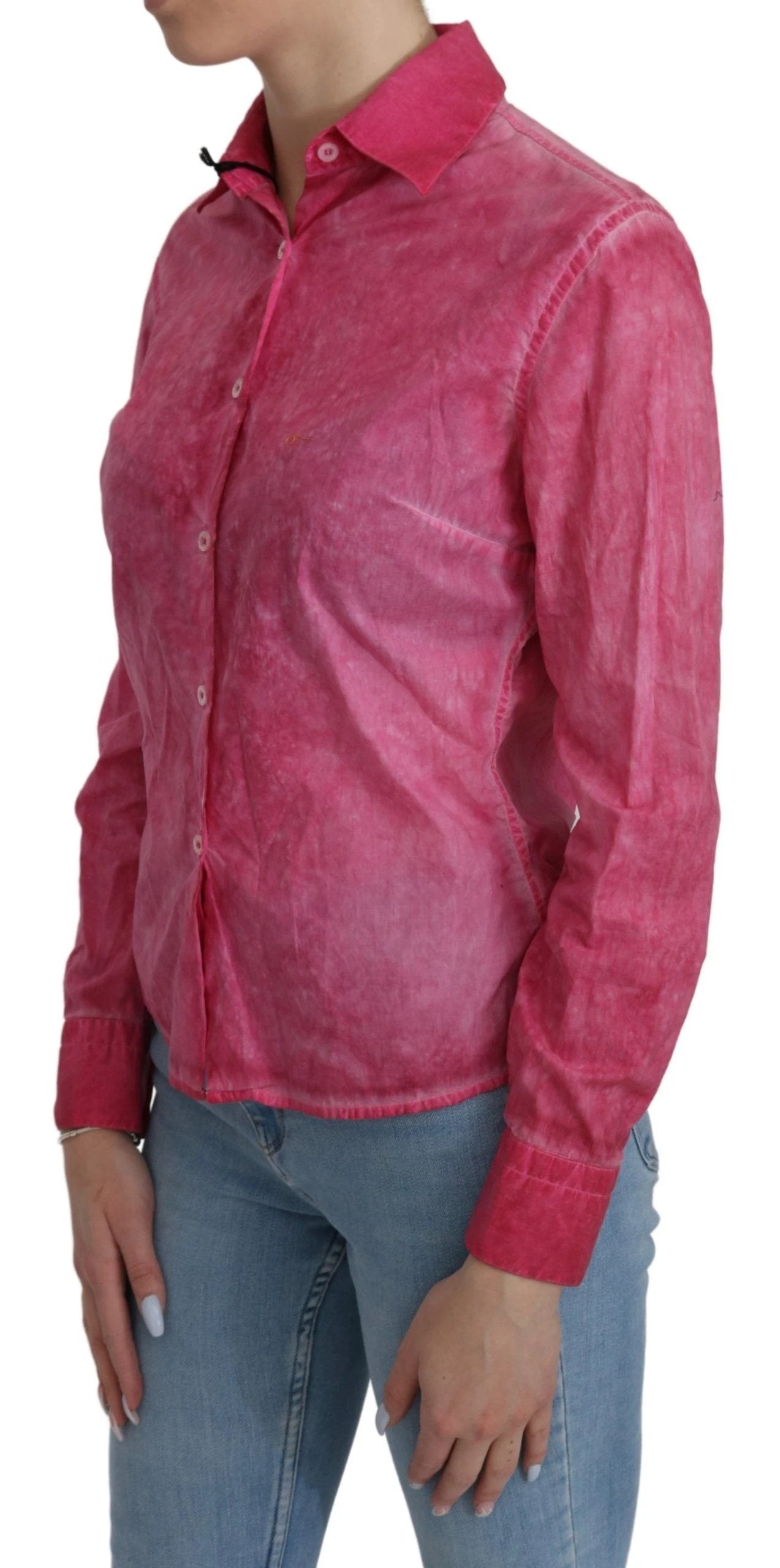 Ermanno Scervino Pink Collared Long Sleeve Shirt Blouse Top by Ermanno Scervino