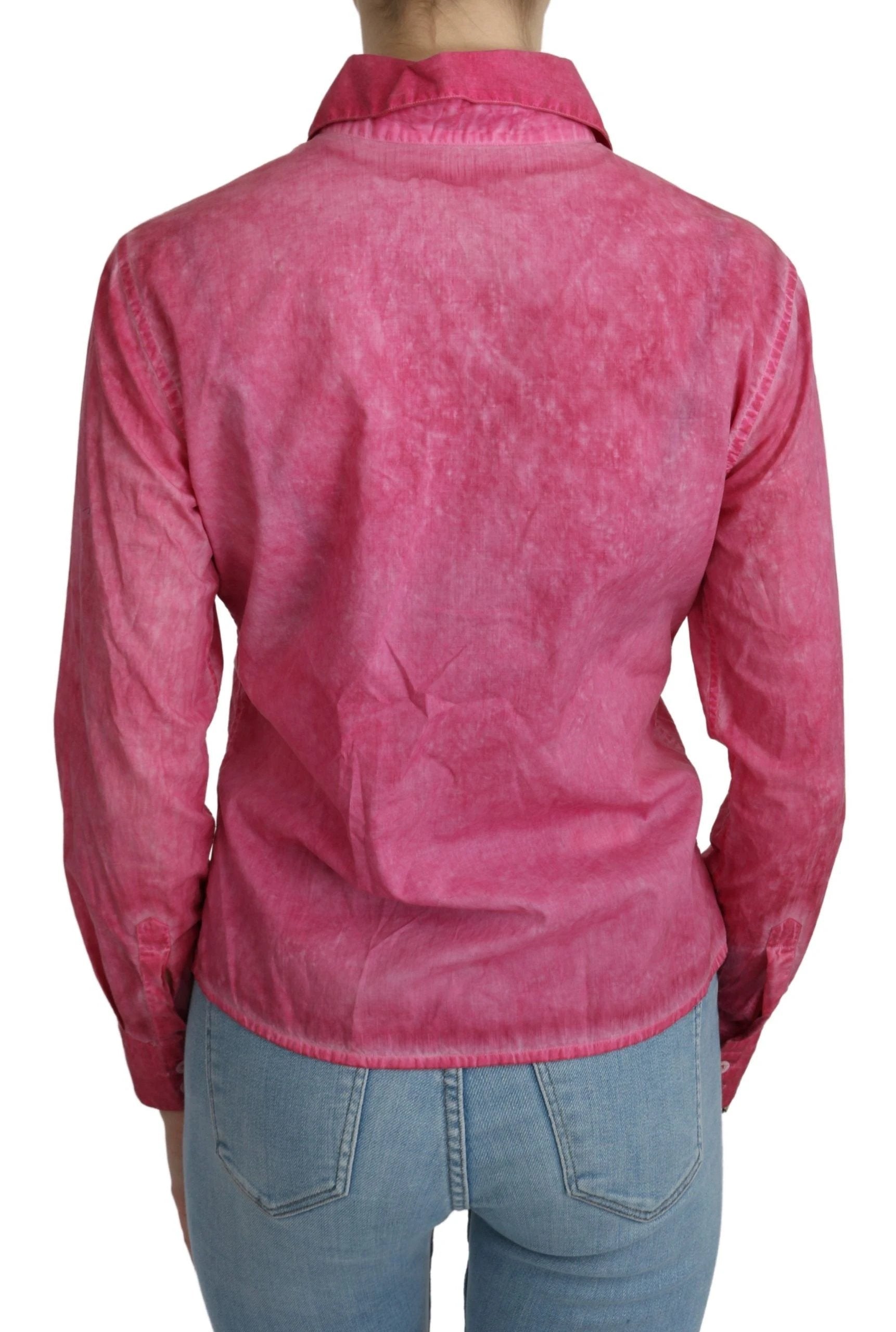 Ermanno Scervino Pink Collared Long Sleeve Shirt Blouse Top by Ermanno Scervino