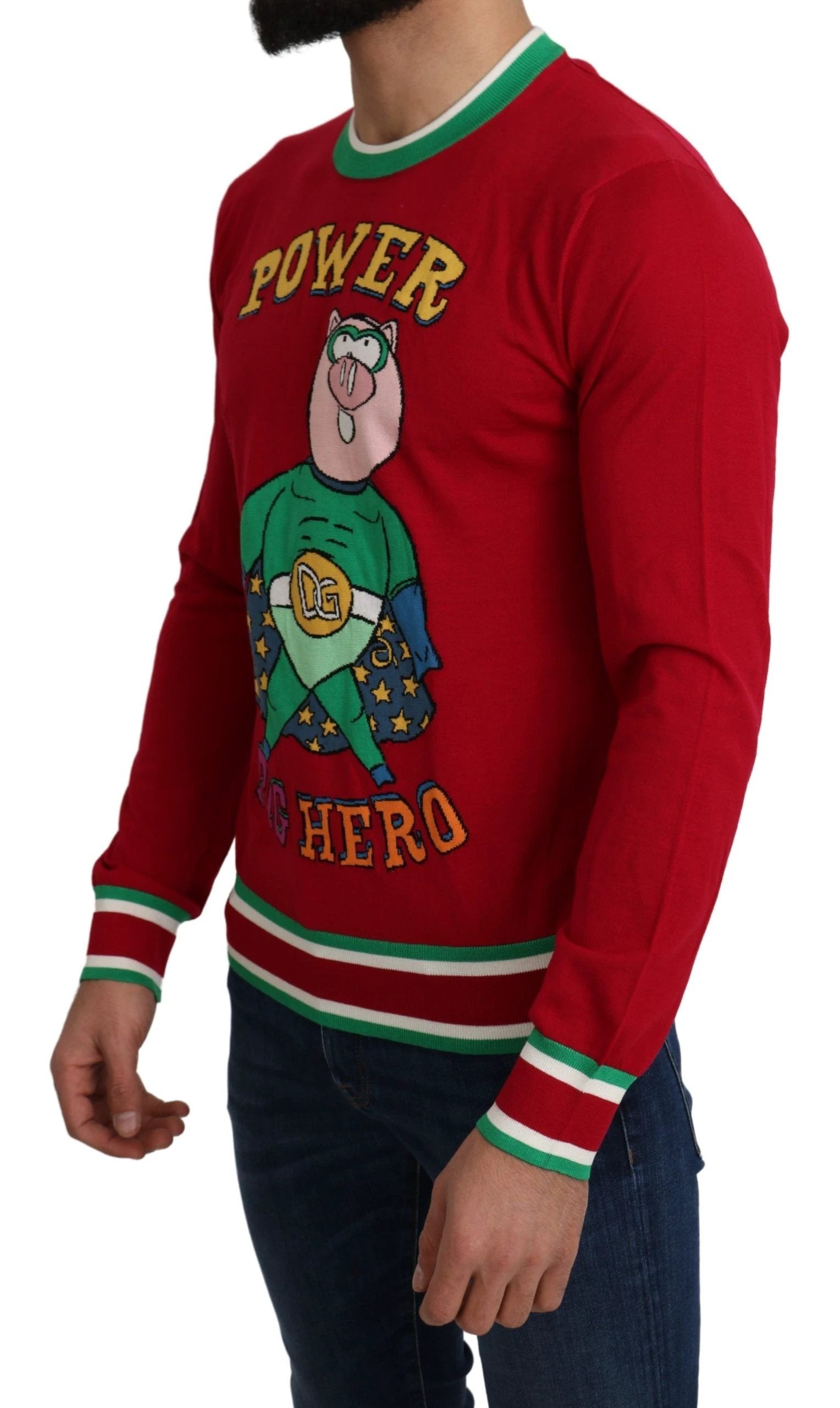 Dolce & Gabbana Red Wool Silk Pig of the Year Sweater by Dolce & Gabbana