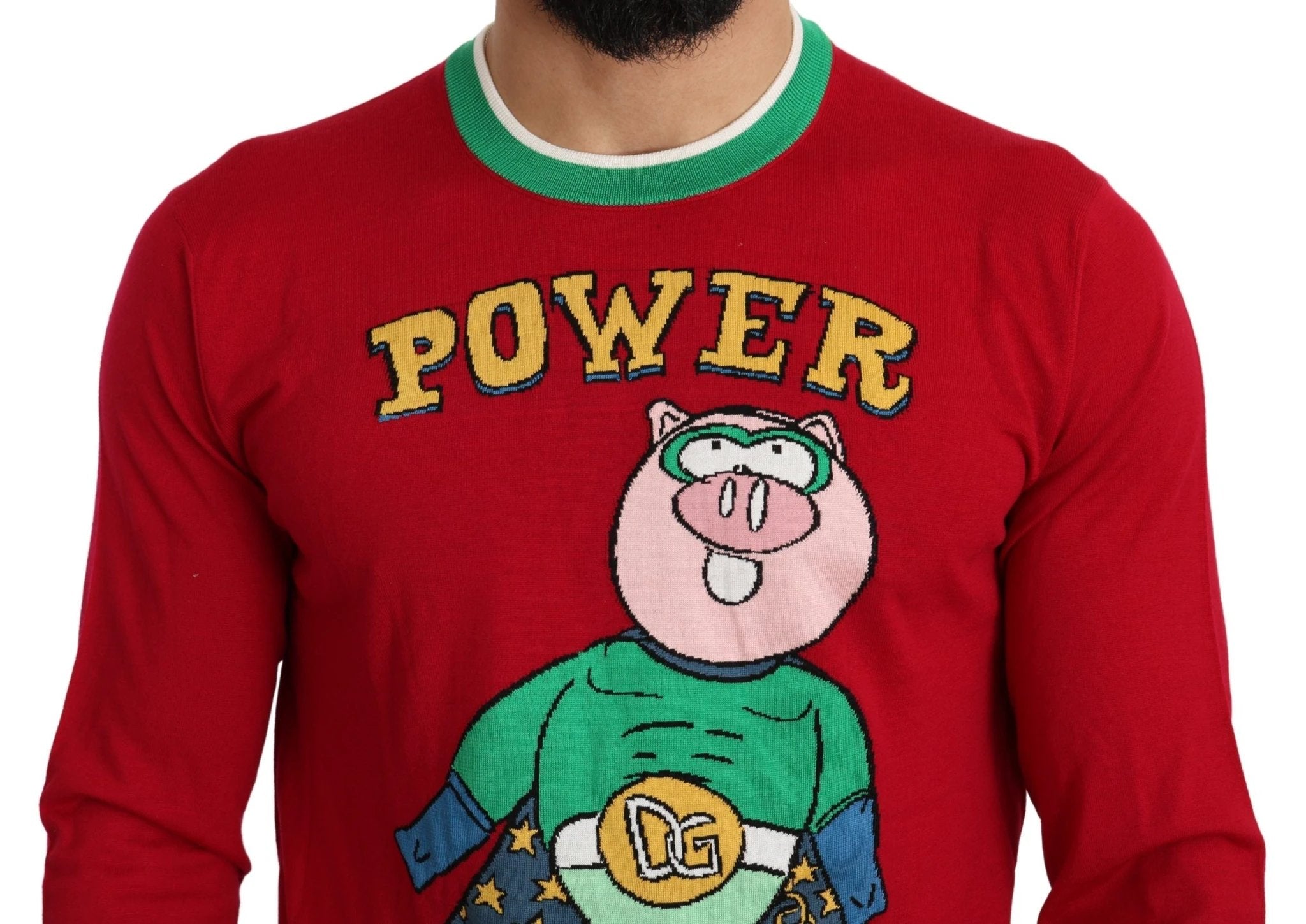 Dolce & Gabbana Red Wool Silk Pig of the Year Sweater by Dolce & Gabbana