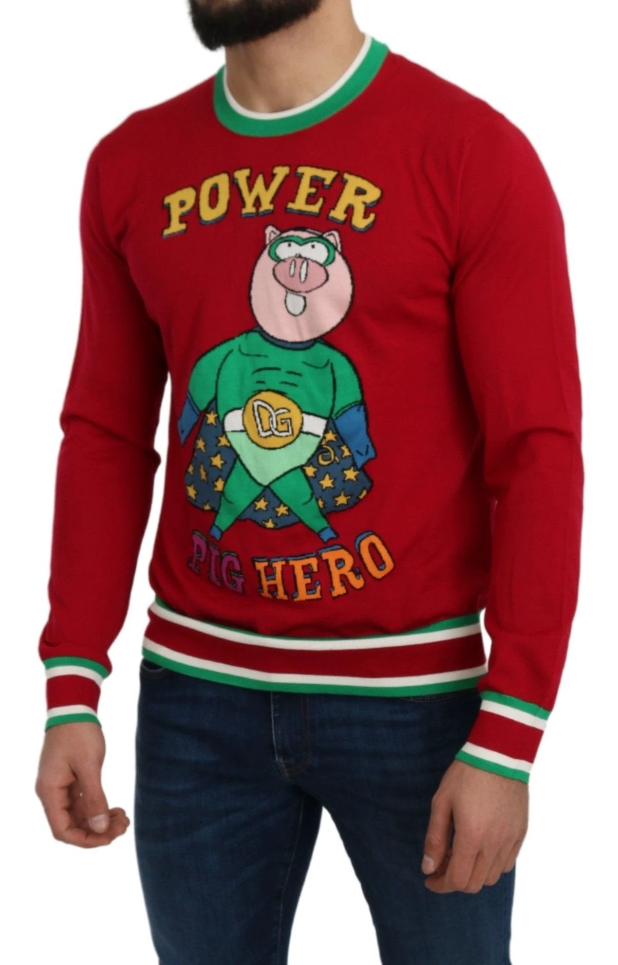 Dolce & Gabbana Red Wool Silk Pig of the Year Sweater by Dolce & Gabbana