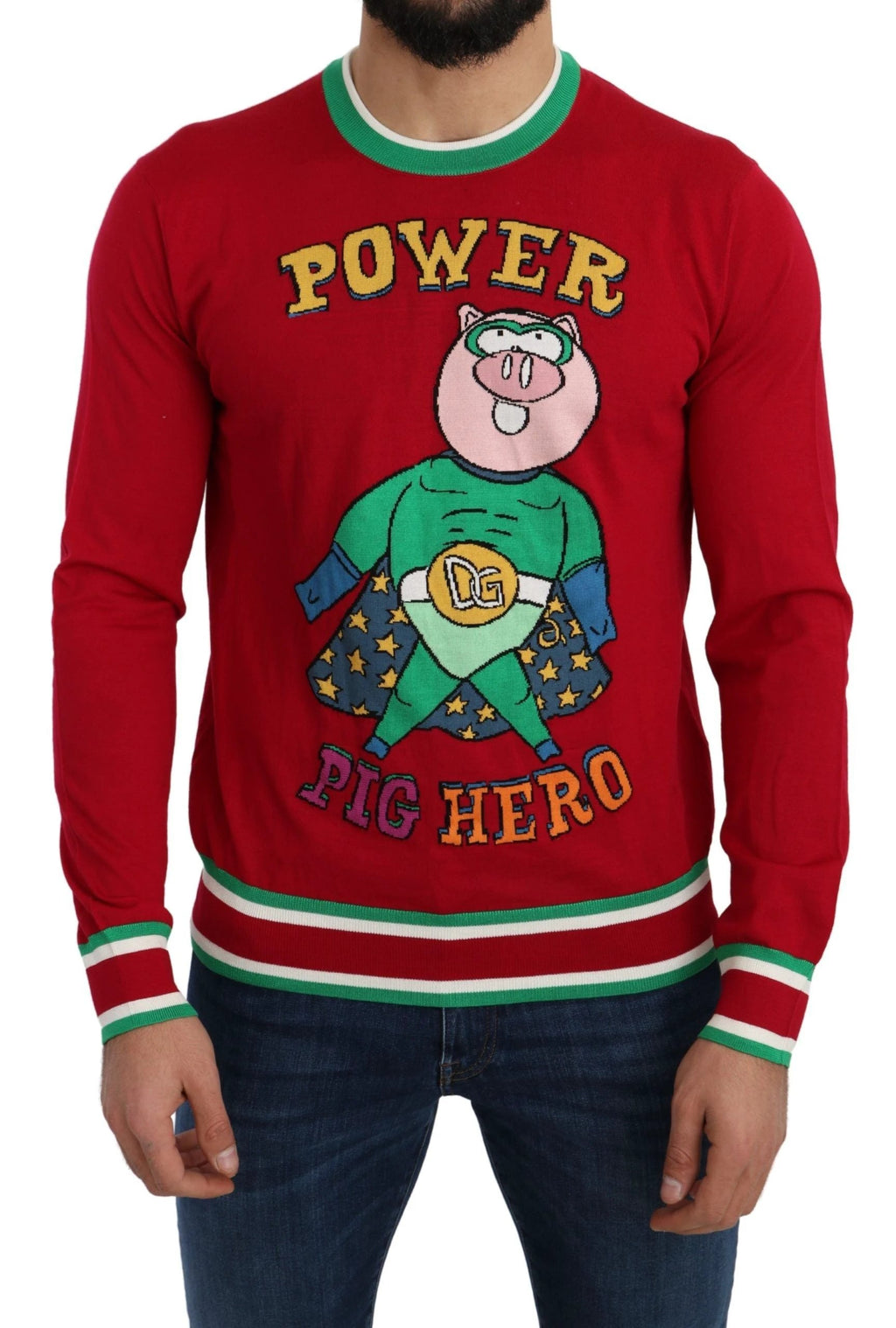 Dolce & Gabbana Red Wool Silk Pig of the Year Sweater by Dolce & Gabbana