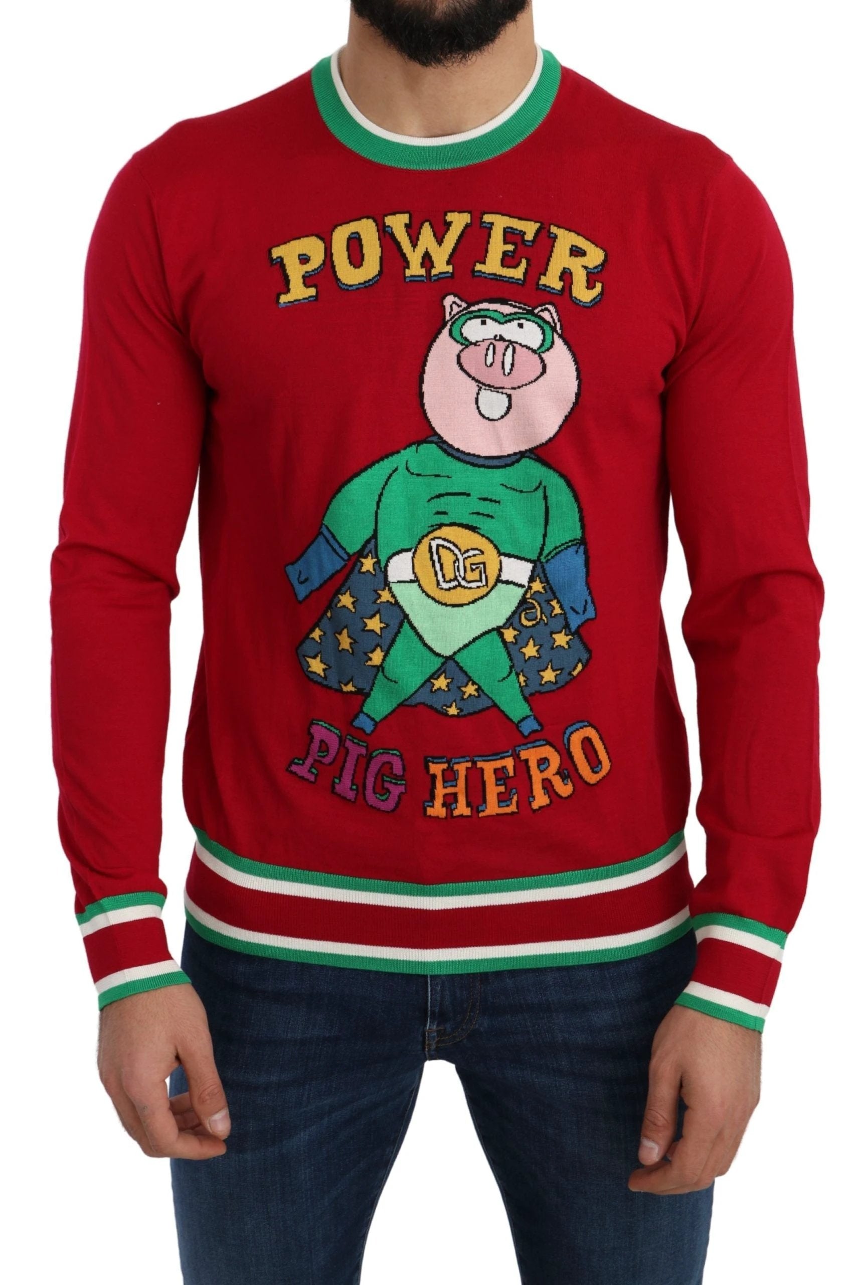 Dolce & Gabbana Red Wool Silk Pig of the Year Sweater by Dolce & Gabbana