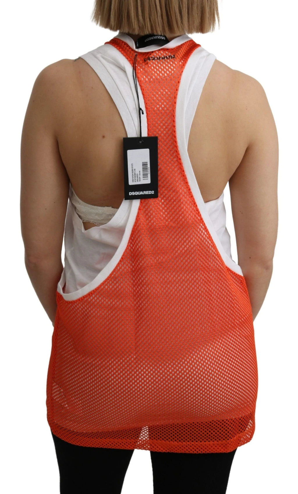 Dsquared² Orange White Crewneck Sleeveless Tank T-shirt Dress Top by Dsquared²
