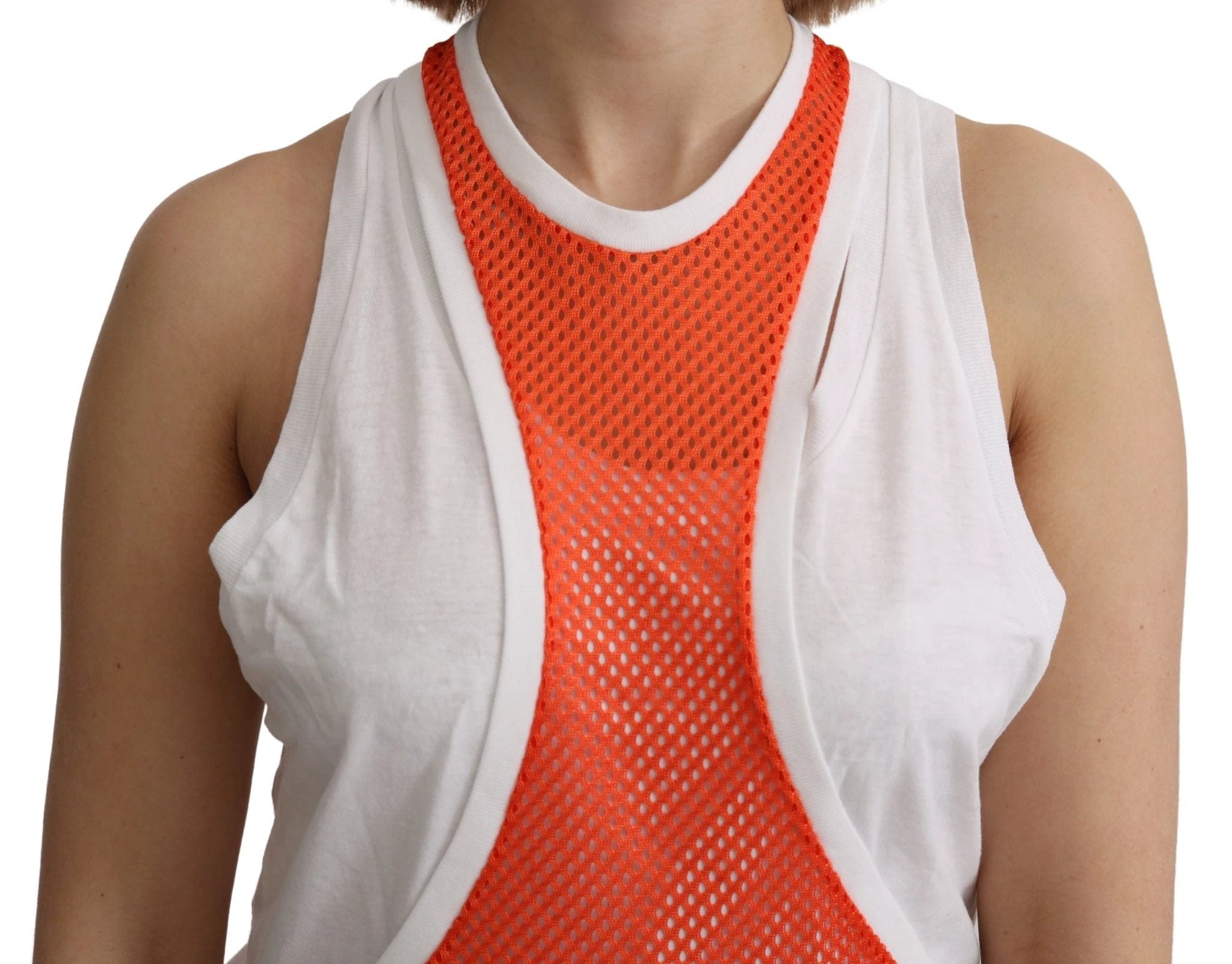 Dsquared² Orange White Crewneck Sleeveless Tank T-shirt Dress Top by Dsquared²