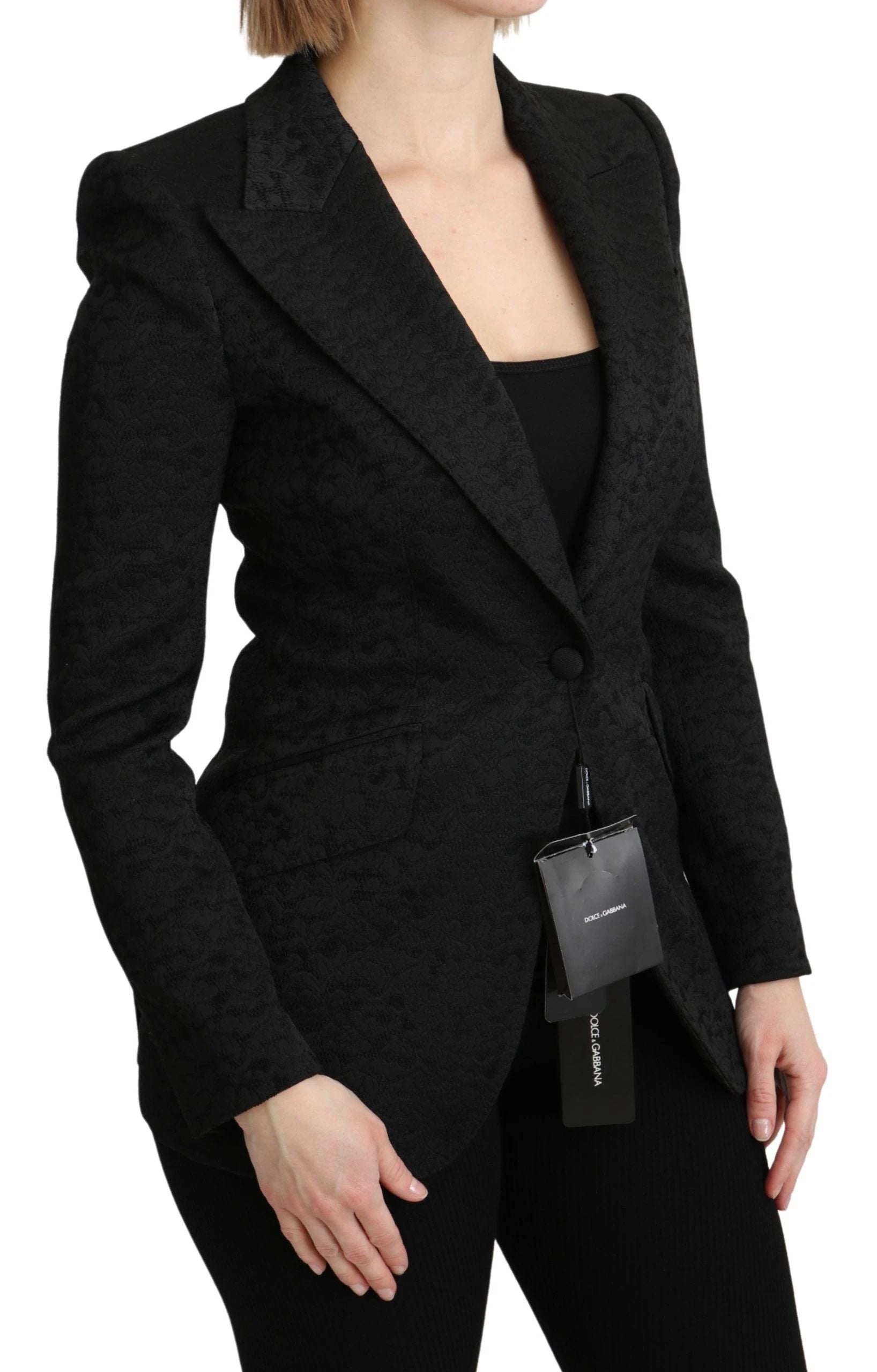 Dolce & Gabbana Black Brocade Single Breasted Blazer Jacket by Dolce & Gabbana