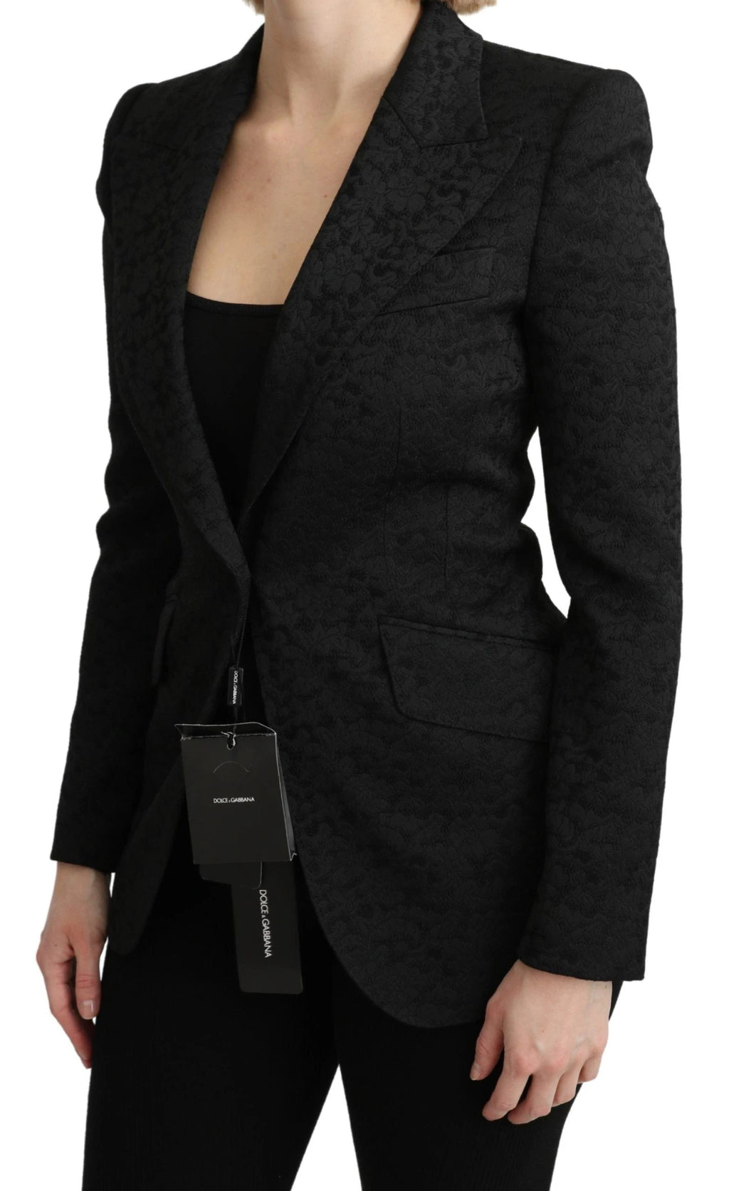 Dolce & Gabbana Black Brocade Single Breasted Blazer Jacket by Dolce & Gabbana