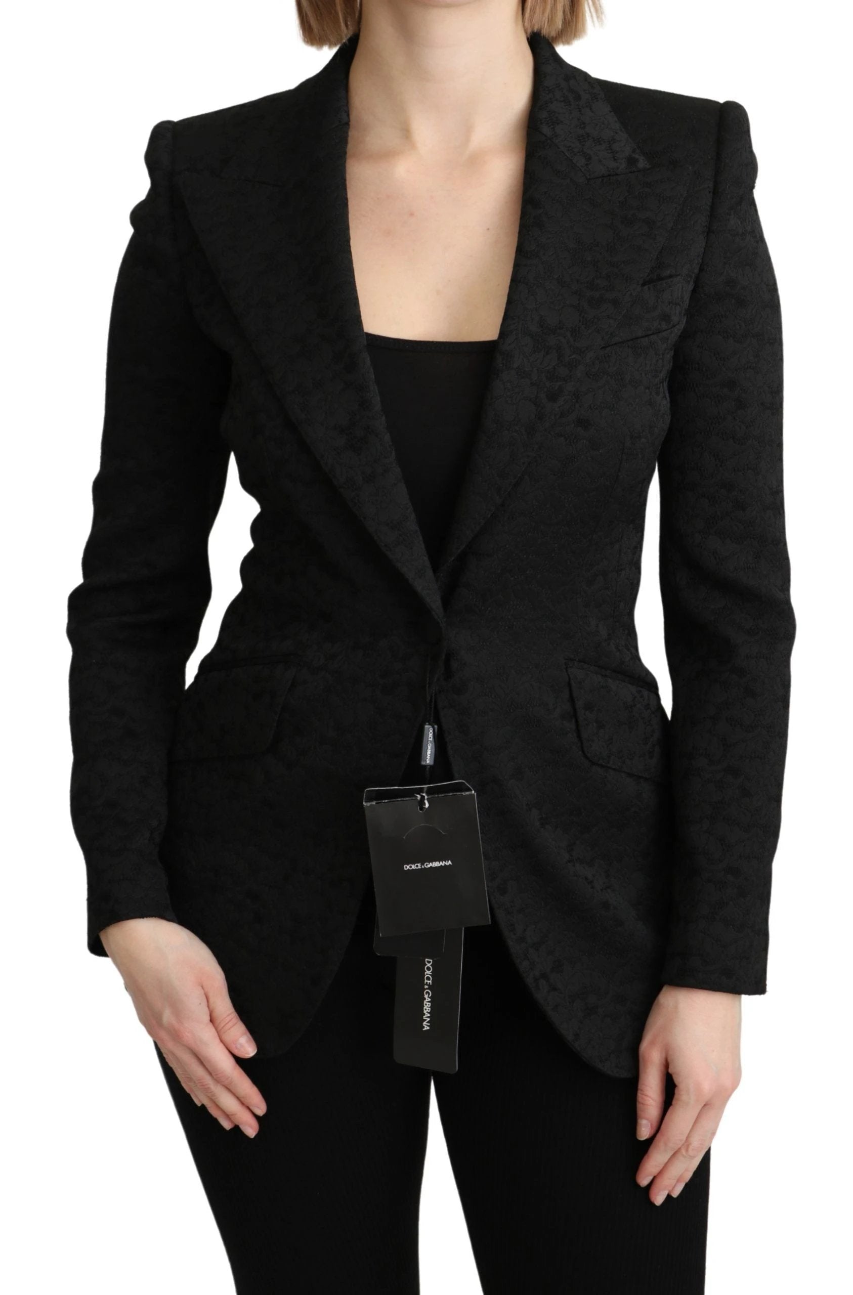 Dolce & Gabbana Black Brocade Single Breasted Blazer Jacket by Dolce & Gabbana