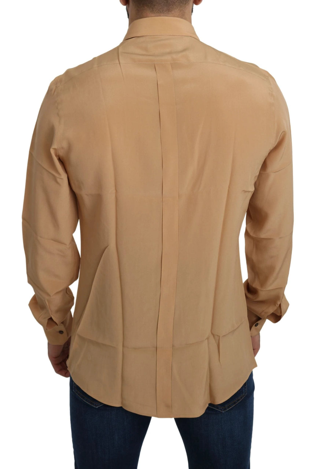 Dolce & Gabbana Yellow 100% Silk GOLD Top Slim Shirt by Dolce & Gabbana