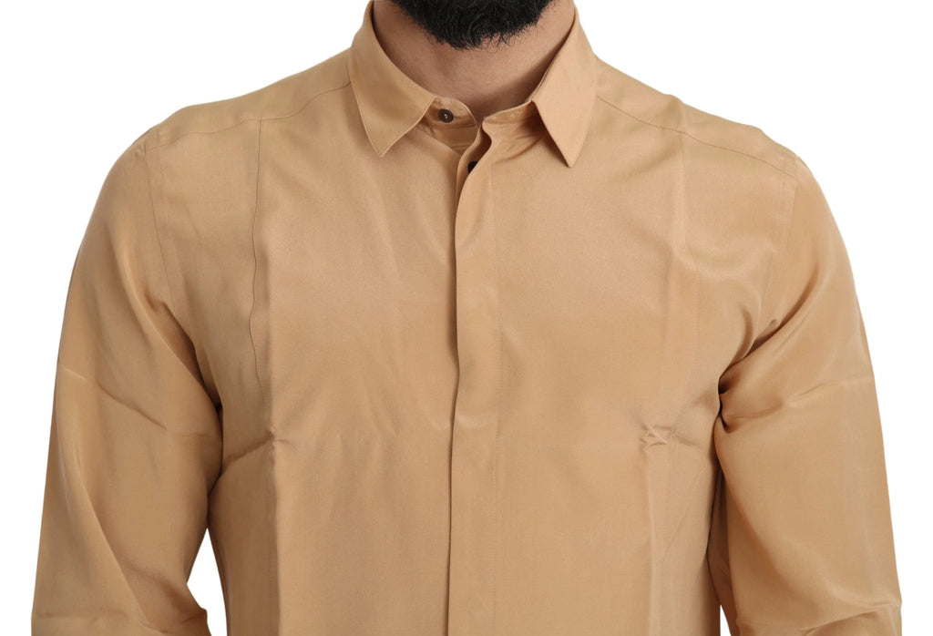 Dolce & Gabbana Yellow 100% Silk GOLD Top Slim Shirt by Dolce & Gabbana