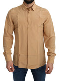 Dolce & Gabbana Yellow 100% Silk GOLD Top Slim Shirt by Dolce & Gabbana