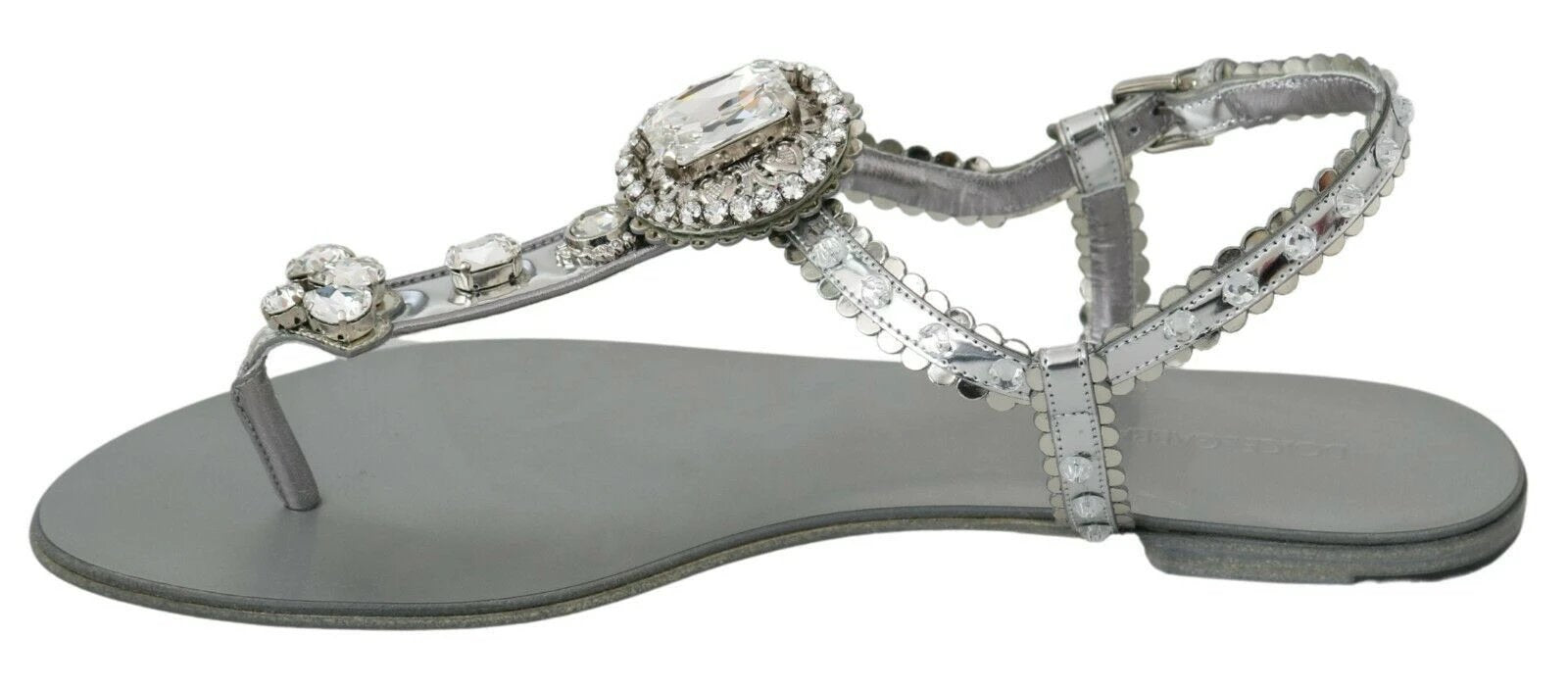 Dolce & Gabbana Silver Crystal Sandals Flip Flops Shoes by Dolce & Gabbana