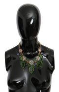 Dolce & Gabbana Green Leaves Gold Brass Crystal Flower Pendant Necklace by Dolce & Gabbana