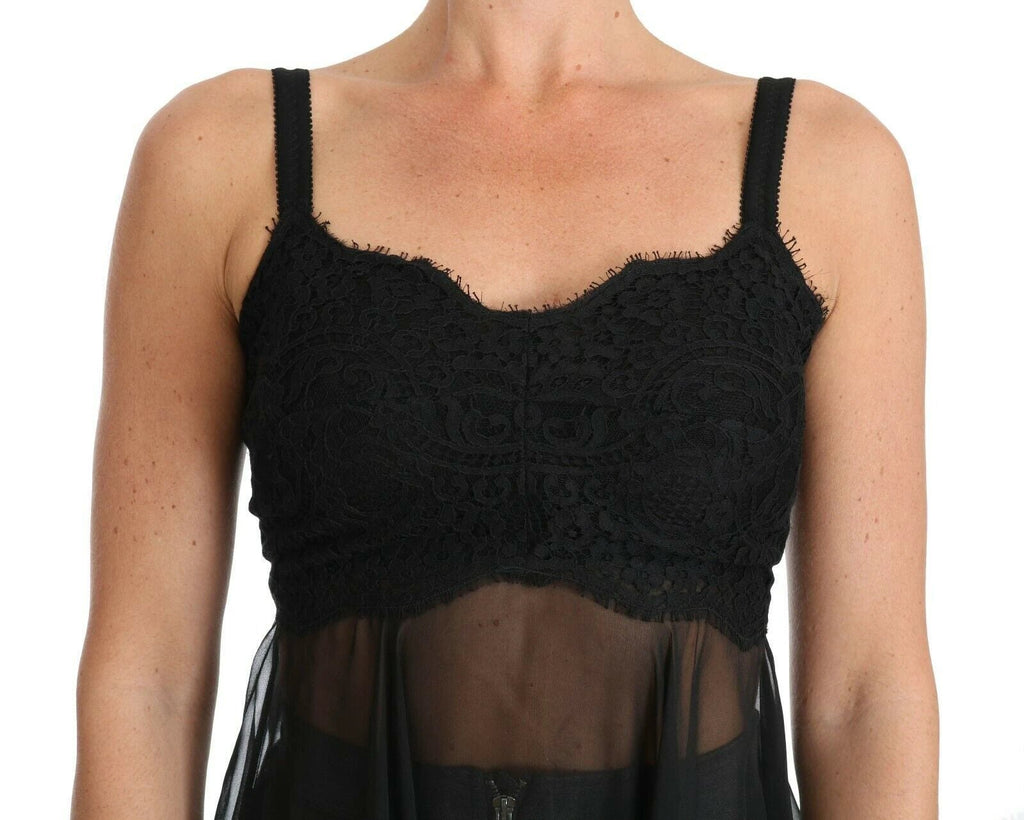 Dolce & Gabbana Black Silk Lace Dress Chemise Lingerie by Dolce & Gabbana