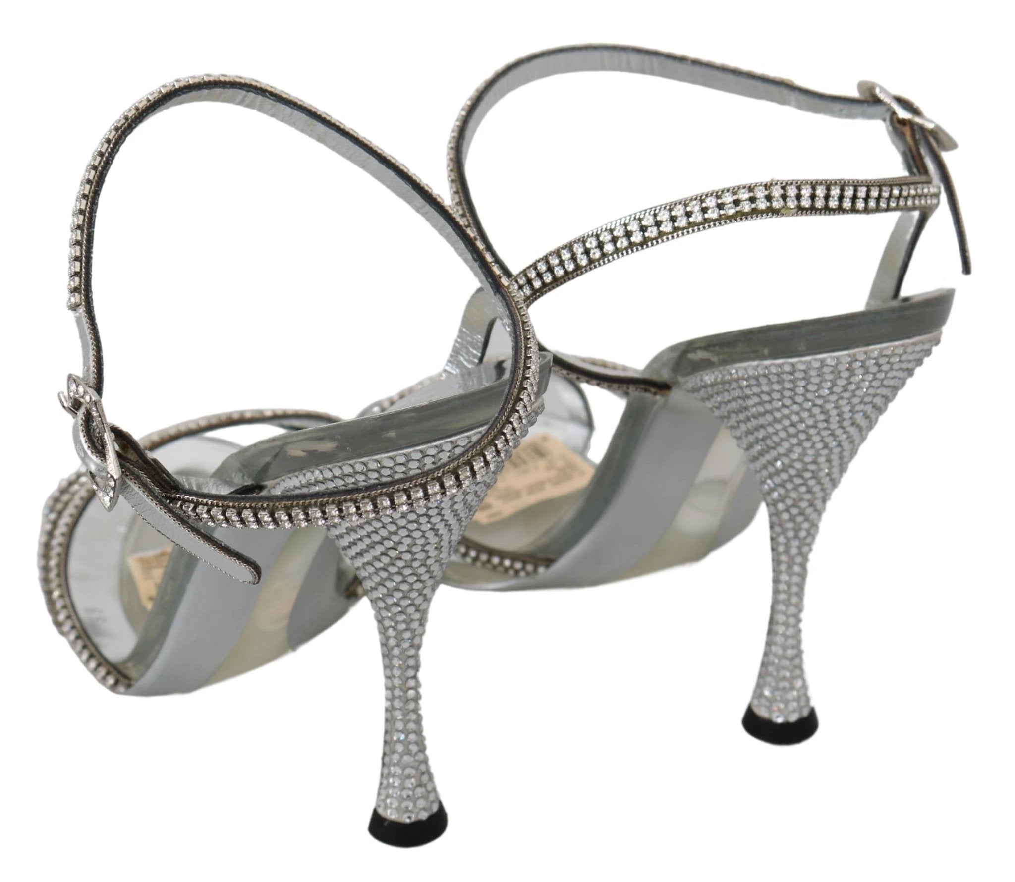 Dolce & Gabbana Silver Crystal Ankle Strap Sandals Shoes by Dolce & Gabbana