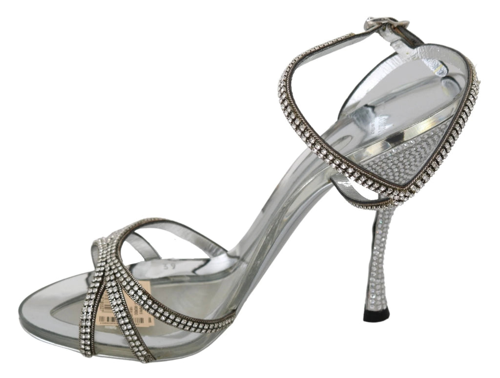 Dolce & Gabbana Silver Crystal Ankle Strap Sandals Shoes by Dolce & Gabbana