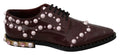 Dolce & Gabbana Bordeaux Leather Crystal Pearls Formal Shoes by Dolce & Gabbana