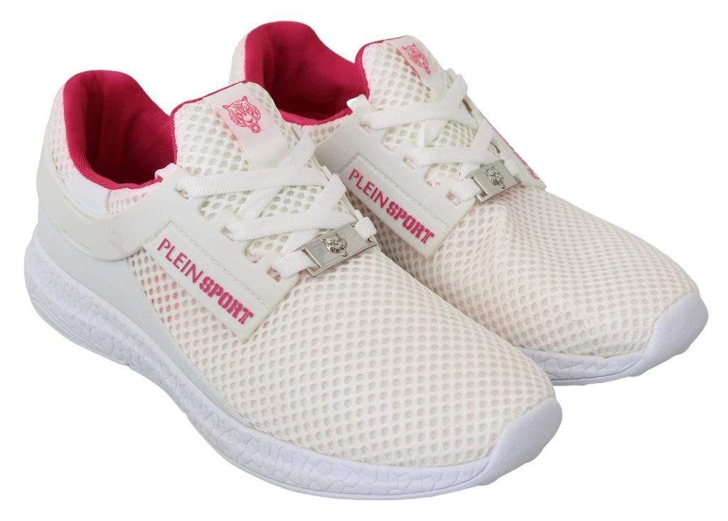 Philipp Plein White Pink Polyester Becky Sneakers Shoes by Philipp Plein