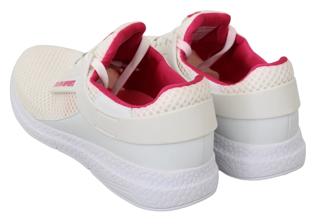 Philipp Plein White Pink Polyester Becky Sneakers Shoes by Philipp Plein