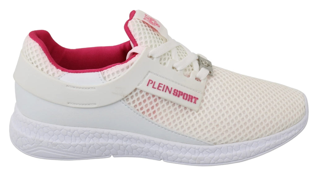 Philipp Plein White Pink Polyester Becky Sneakers Shoes by Philipp Plein